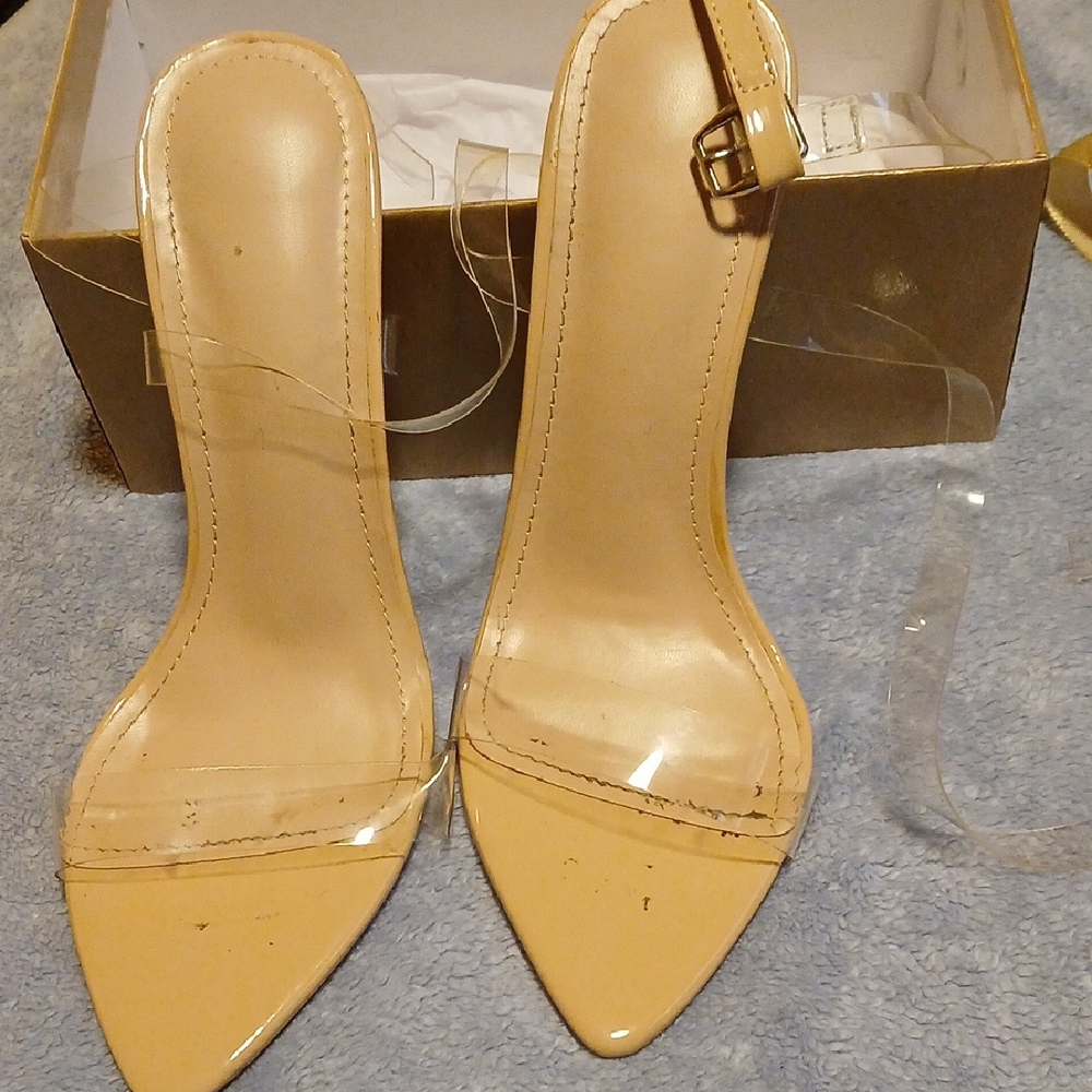 Elegant Nude Heels with Clear Straps